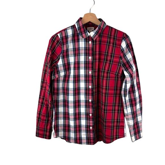 J. Crew Tops - J.Crew Red Plaid Button-Up Shirt Women’s S — Holiday Preppy Classic